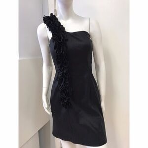 SNAP Black One Shoulder Ruffle Dress